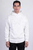 Barabas Men's Hooded Rhinestone Stretch Cardigan Sweater 5HD01 White Silver