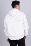 Barabas Men's Hooded Rhinestone Stretch Cardigan Sweater 5HD01 White Silver