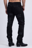 Barabas Wholesale Men's Rhinestone Denim Casual Washed Jeans 5JES01 Black Gun Metal