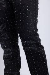 Barabas Wholesale Men's Rhinestone Denim Casual Washed Jeans 5JES01 Black Gun Metal