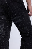 Barabas Wholesale Men's Rhinestone Denim Casual Washed Jeans 5JES01 Black Gun Metal