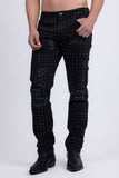 Barabas Wholesale Men's Rhinestone Denim Casual Washed Jeans 5JES01 Black