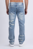 Barabas Wholesale Men's Rhinestone Denim Casual Washed Jeans 5JES01 Light Blue