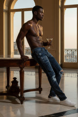 Barabas Wholesale Men's Rhinestone Denim Casual Washed Jeans 5JES01 Black