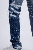 Barabas Wholesale Men's Rhinestone Denim Casual Washed Jeans 5JES01 Blue