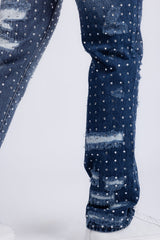Barabas Wholesale Men's Rhinestone Denim Casual Washed Jeans 5JES01 Blue