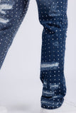 Barabas Wholesale Men's Rhinestone Denim Casual Washed Jeans 5JES01 Blue