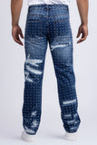 Barabas Wholesale Men's Rhinestone Denim Casual Washed Jeans 5JES01 Blue