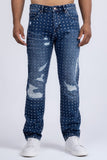 Barabas Wholesale Men's Rhinestone Denim Casual Washed Jeans 5JES01 Blue