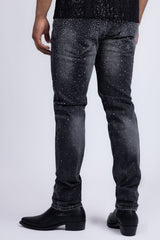 Barabas Men's Rhinestone Ripped Denim Washed Stretch Jeans 5JES02 Black SIlver