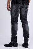Barabas Men's Rhinestone Ripped Denim Washed Stretch Jeans 5JES02 Black SIlver