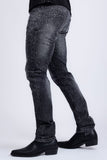 Barabas Men's Rhinestone Ripped Denim Washed Stretch Jeans 5JES02 Black SIlver