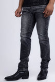 Barabas Men's Rhinestone Ripped Denim Washed Stretch Jeans 5JES02 Black SIlver