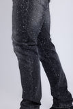 Barabas Men's Rhinestone Ripped Denim Washed Stretch Jeans 5JES02 Black Silver