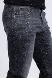 Barabas Men's Rhinestone Ripped Denim Washed Stretch Jeans 5JES02 Black SIlver