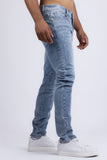 Barabas Men's Rhinestone Ripped Denim Washed Stretch Jeans 5JES02 Light Blue