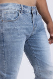 Barabas Men's Rhinestone Ripped Denim Washed Stretch Jeans 5JES02 Light Blue