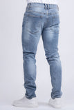 Barabas Wholesale Men's Rhinestone Ripped Denim Washed Stretch Jeans 5JES02 Light Blue