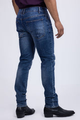 Barabas Wholesale Men's Rhinestone Ripped Denim Washed Stretch Jeans 5JES02 Blue