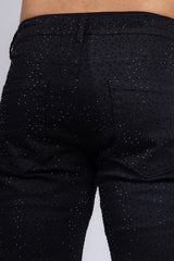Barabas Men's Rhinestone Ripped Denim Stretch Jeans 5JES03 Black Black
