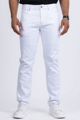 Barabas Wholesale Men's Rhinestone Ripped Denim Stretch Jeans 5JES03 White 