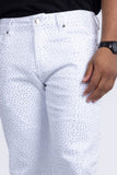 Barabas Men's Rhinestone Ripped Denim Stretch Jeans 5JES03 White Silver