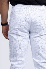 Barabas Men's Rhinestone Ripped Denim Stretch Jeans 5JES03 White 