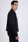 Barabas Wholesale Men's Rhinestone Denim Casual Ripped Luxury Jacket 5JVS01 Black