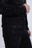 Barabas Wholesale Men's Rhinestone Denim Casual Ripped Luxury Jacket 5JVS01 Black