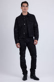 Barabas Wholesale Men's Rhinestone Denim Casual Ripped Luxury Jacket 5JVS01 Black