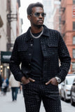 Barabas Men's Rhinestone Denim Casual Ripped Luxury Jacket 5JVS01 Black