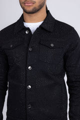 Barabas Wholesale Men's Rhinestone Denim Casual Luxury Jacket 5JVS03 Black