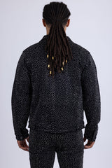 Barabas Wholesale Men's Rhinestone Denim Casual Luxury Jacket 5JVS03 Black Silver