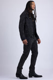 Barabas Men's Rhinestone Denim Casual Luxury Jacket 5JVS03 Black Silver