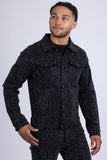 Barabas Men's Rhinestone Denim Casual Luxury Jacket 5JVS03 Black Silver