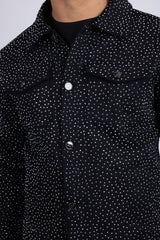 Barabas Wholesale Men's Rhinestone Denim Casual Luxury Jacket 5JVS03 Black Silver