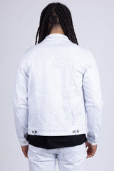 Barabas Wholesale Men's Rhinestone Denim Casual Luxury Jacket 5JVS03 White Silver