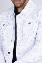 Barabas Wholesale Men's Rhinestone Denim Casual Luxury Jacket 5JVS03 White Silver