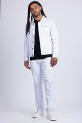 Barabas Men's Rhinestone Denim Casual Luxury Jacket 5JVS03 White SIlver
