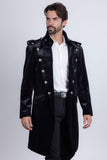 Barabas Wholesale Men's Solid Color Velvet Antique Buttons Long Blazer 5LBL01 Black
