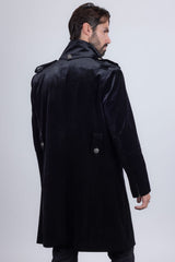 Barabas Wholesale Men's Solid Color Velvet Antique Buttons Long Blazer 5LBL01 Black