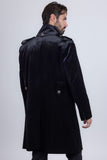 Barabas Wholesale Men's Solid Color Velvet Antique Buttons Long Blazer 5LBL01 Black
