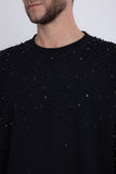 Barabas Wholesale Men's Rhinestone Crew Neck Stretch Cardigan Sweater 5LSR01 Black
