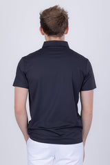 Barabas Men's Solid Color Textured Stretch Premium Polo Shirts 5P04 Black