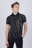 Barabas Men's Polka Dots Stretch See Through Polo Shirts 5P08 Black 
