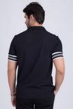 Barabas Wholesale Men's Solid Geometric Linear Sleeve Stretch Polo Shirts 5P09 Black 