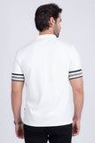 Barabas Wholesale Men's Solid Geometric Linear Sleeve Stretch Polo Shirts 5P09 White