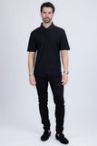 Barabas Wholesale Men's Solid Color Diamond Premium Stretch Polo Shirts 5P11 Black