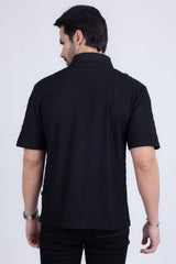 Barabas Wholesale Men's Solid Color Diamond Premium Stretch Polo Shirts 5P11 Black