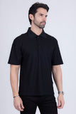 Barabas Men's Solid Color Diamond Premium Stretch Polo Shirts 5P11 Black